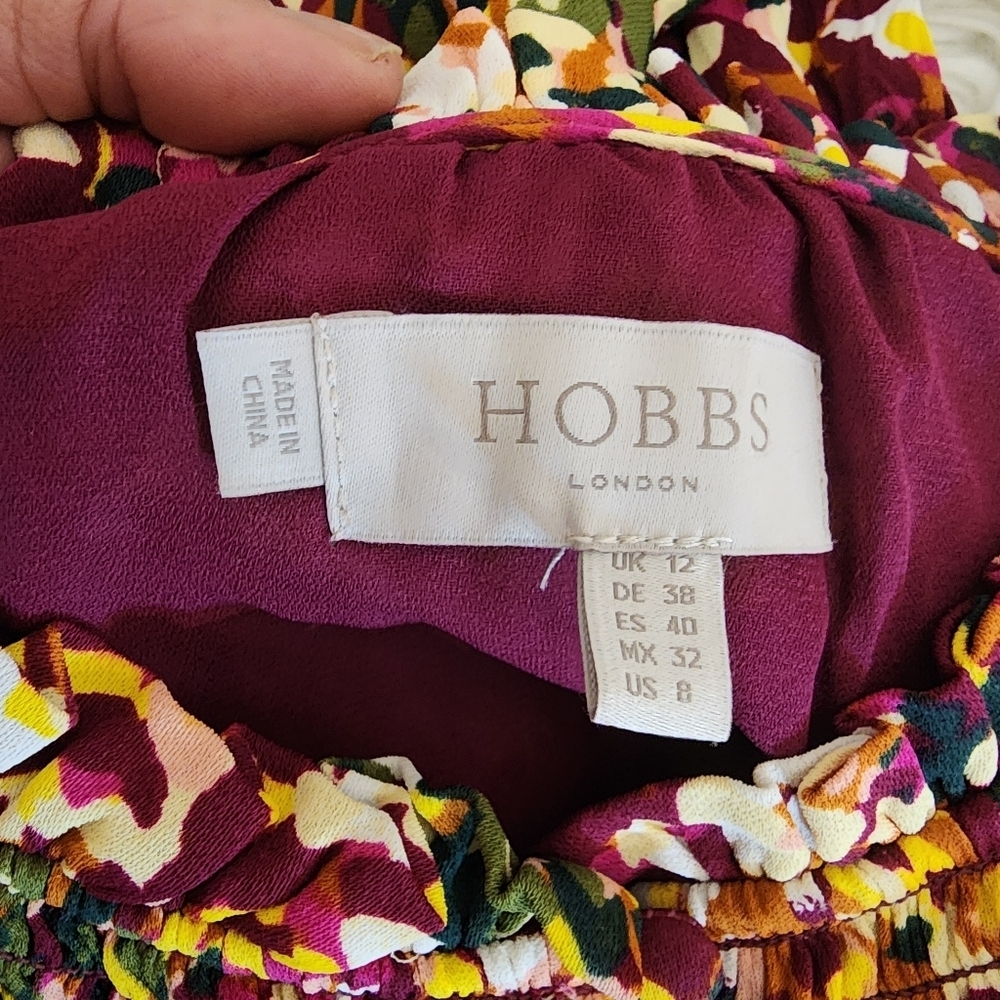 HOBBS LONDON CAMELLIA FLORAL MIDI DRESS HIGH NECK SIZE 8 - Picture 7 of 16